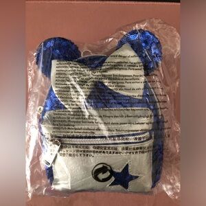 Disney Parks Loungefly Wristlet Make a Wish Blue Star Sequin -New With Tag